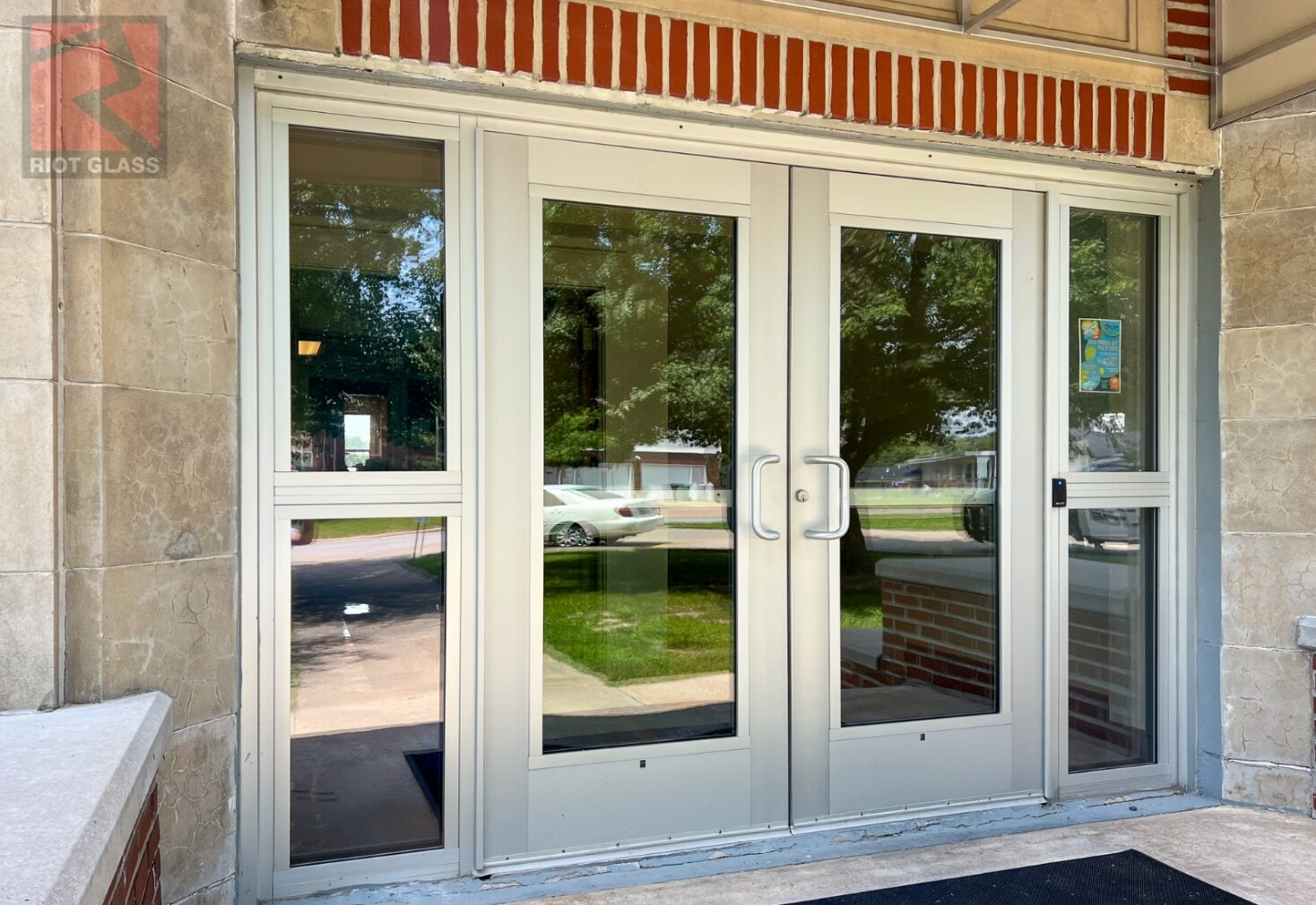 An example of ballistic window protection.