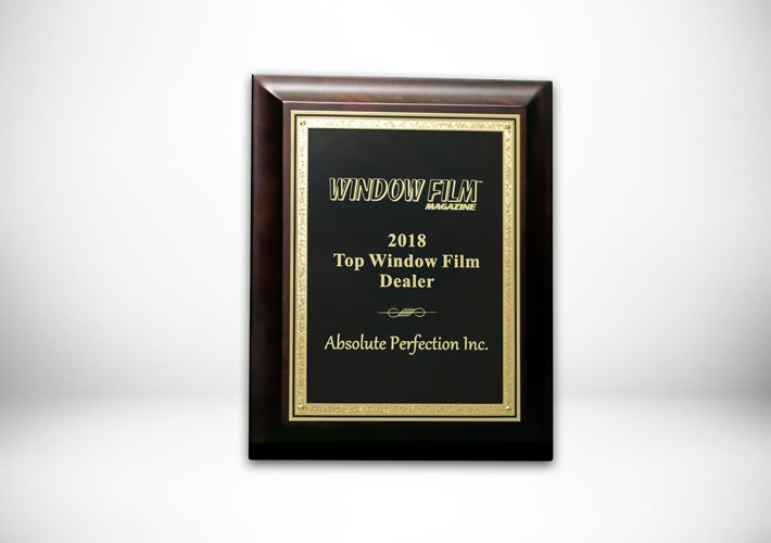 top window film installer plaque