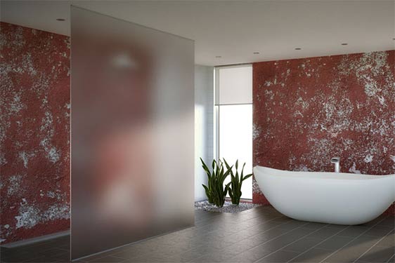 frosted glass window in bathroom