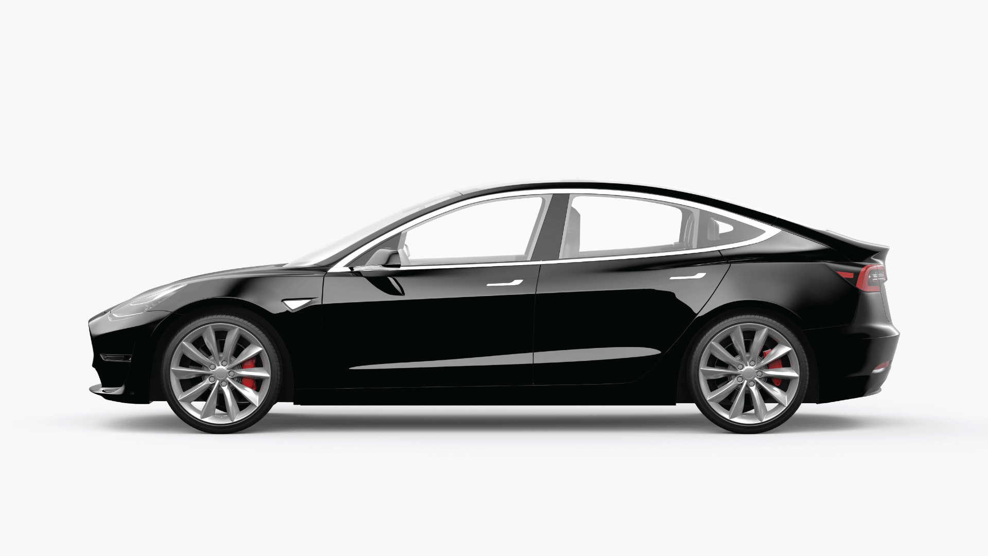 digital model of a tesla without tinted windows
