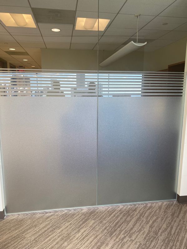 Interior office walls in frosted glass design
