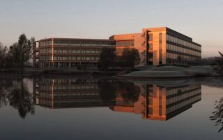 Outside of an Office Building on a Lake