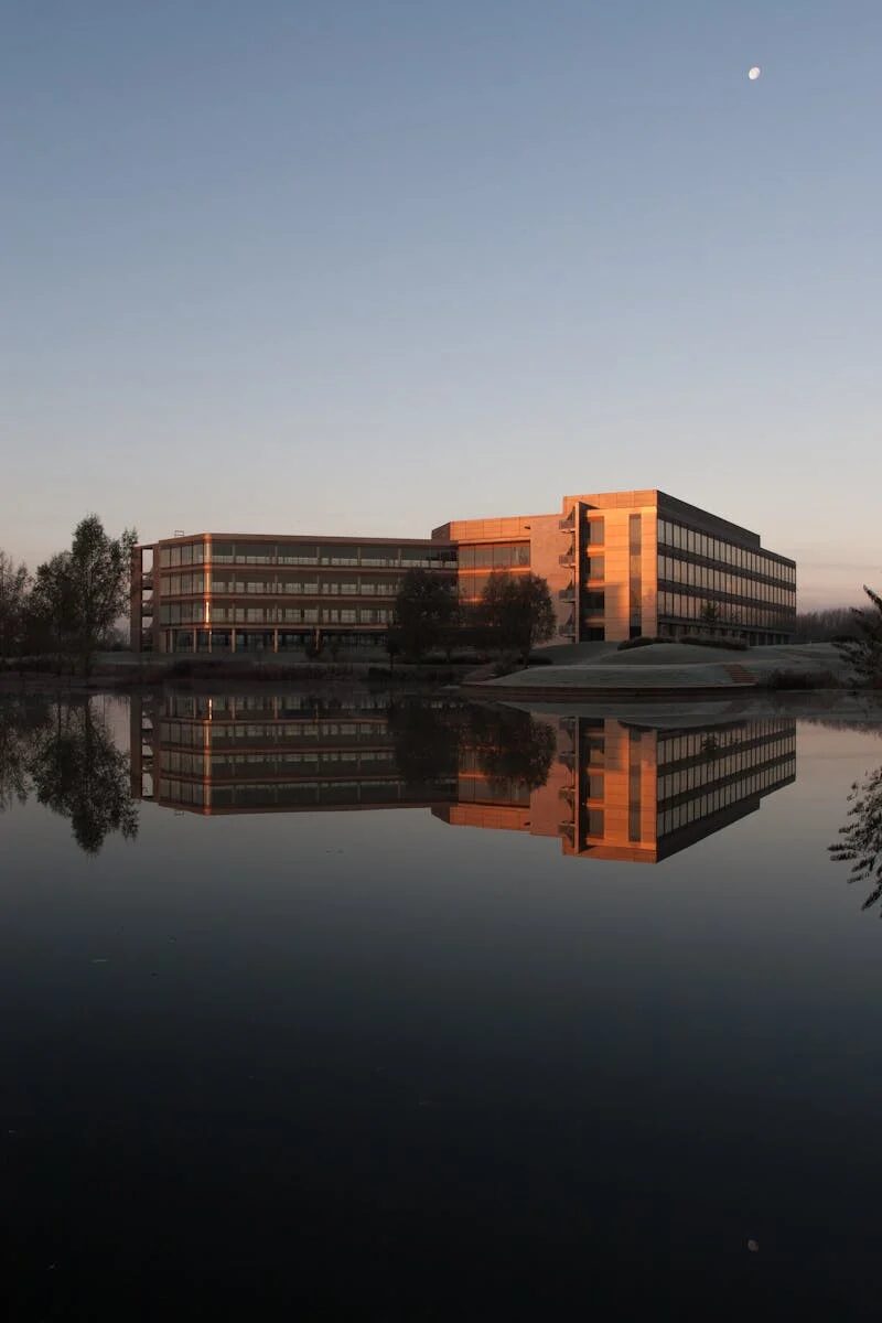 Outside of an Office Building on a Lake