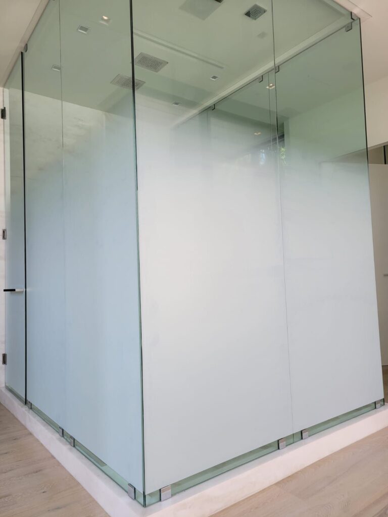 Frosted glass office walls