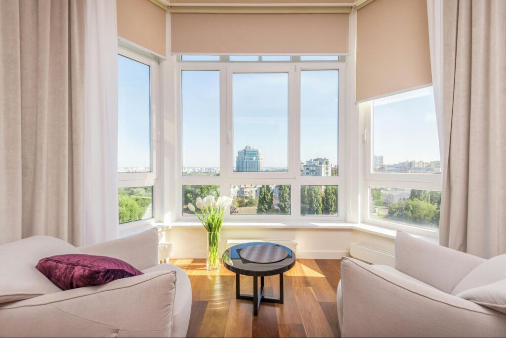 Interior Looking out of Multiple Windows
