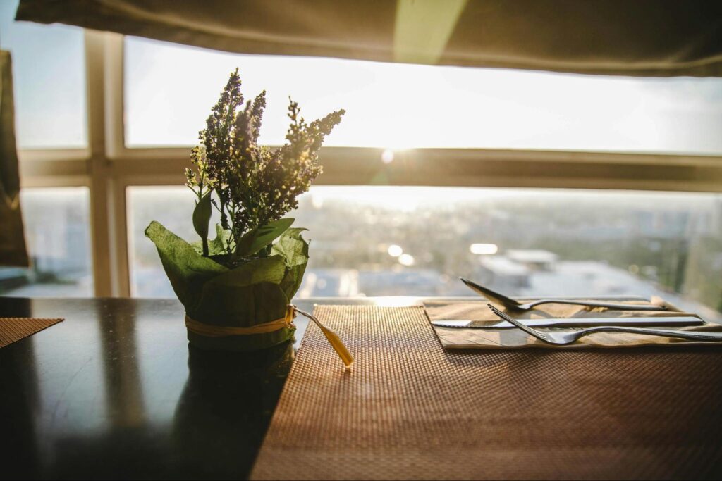 Sunset Through Window at a Table Setting