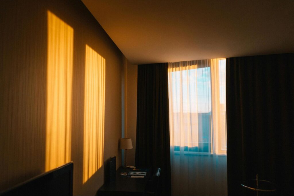 Interior with Curtain Light and Shadow 