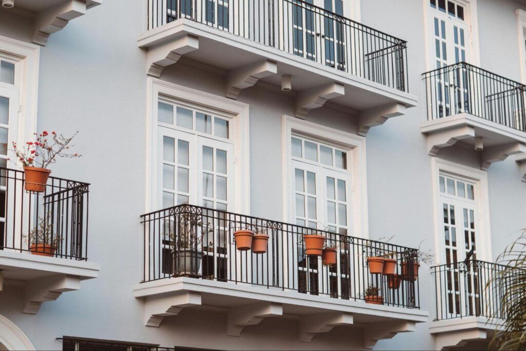 Balcony with Hanging Pots