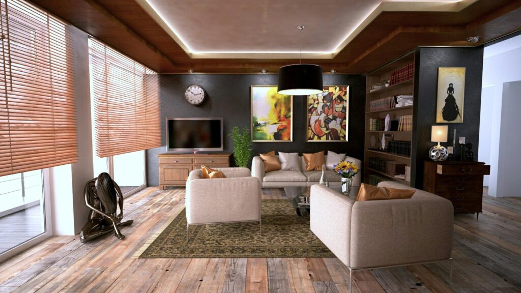 Interior of a Modern Home with Blinds